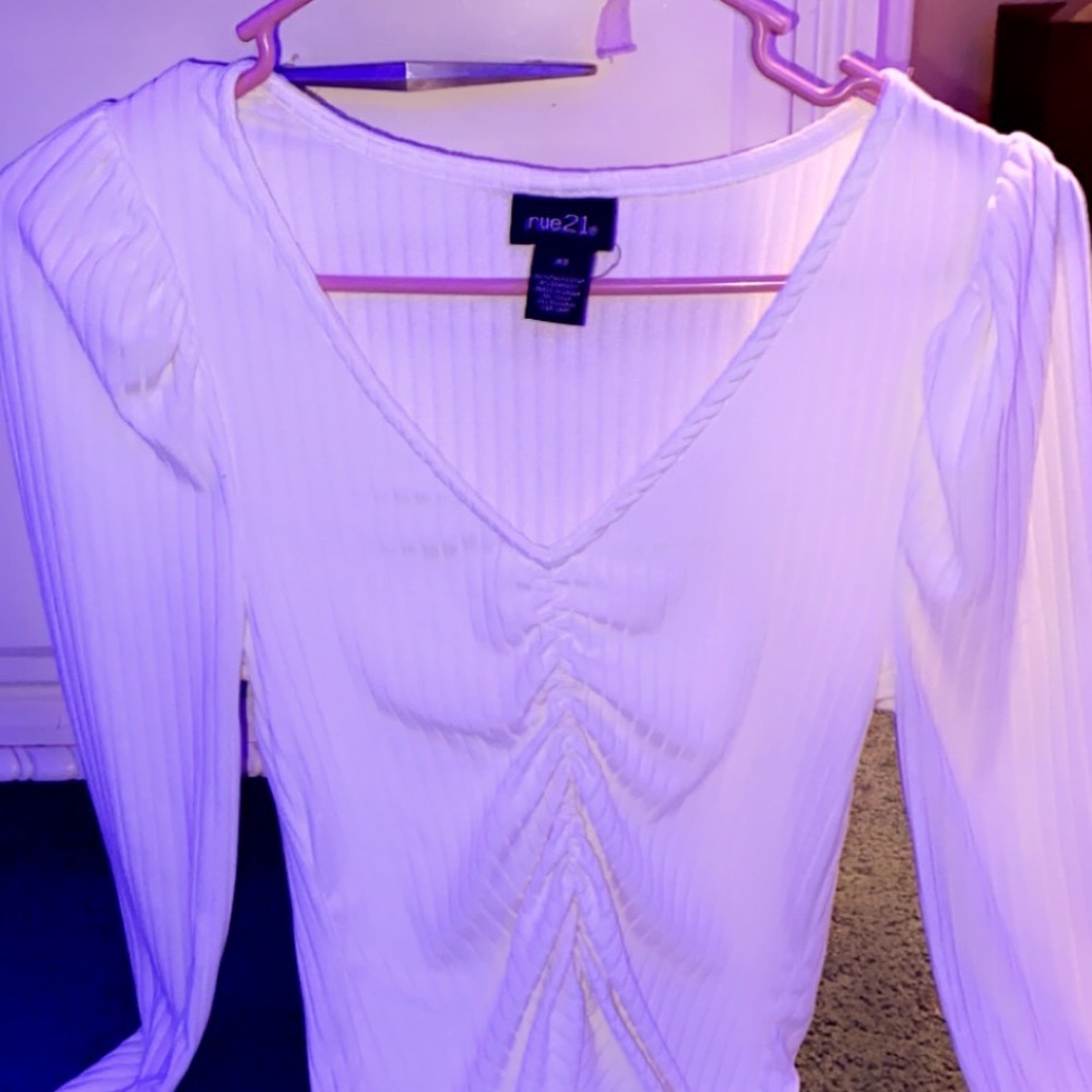 White long sleeve with ruffles